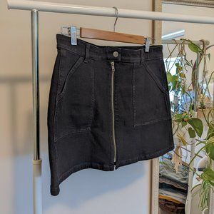 Madewell zip-up black denim mini skirt